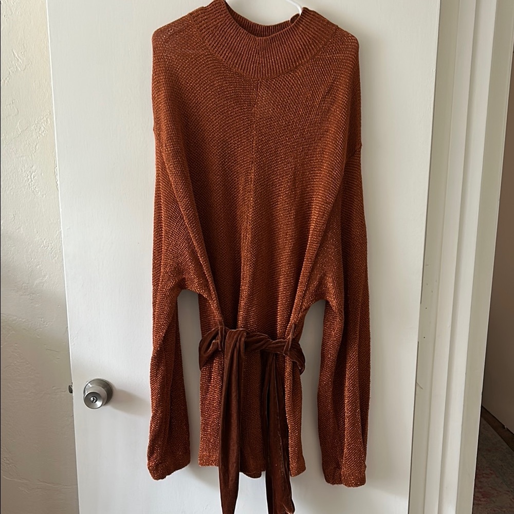 Free People Shimmering Copper Knit Sweater